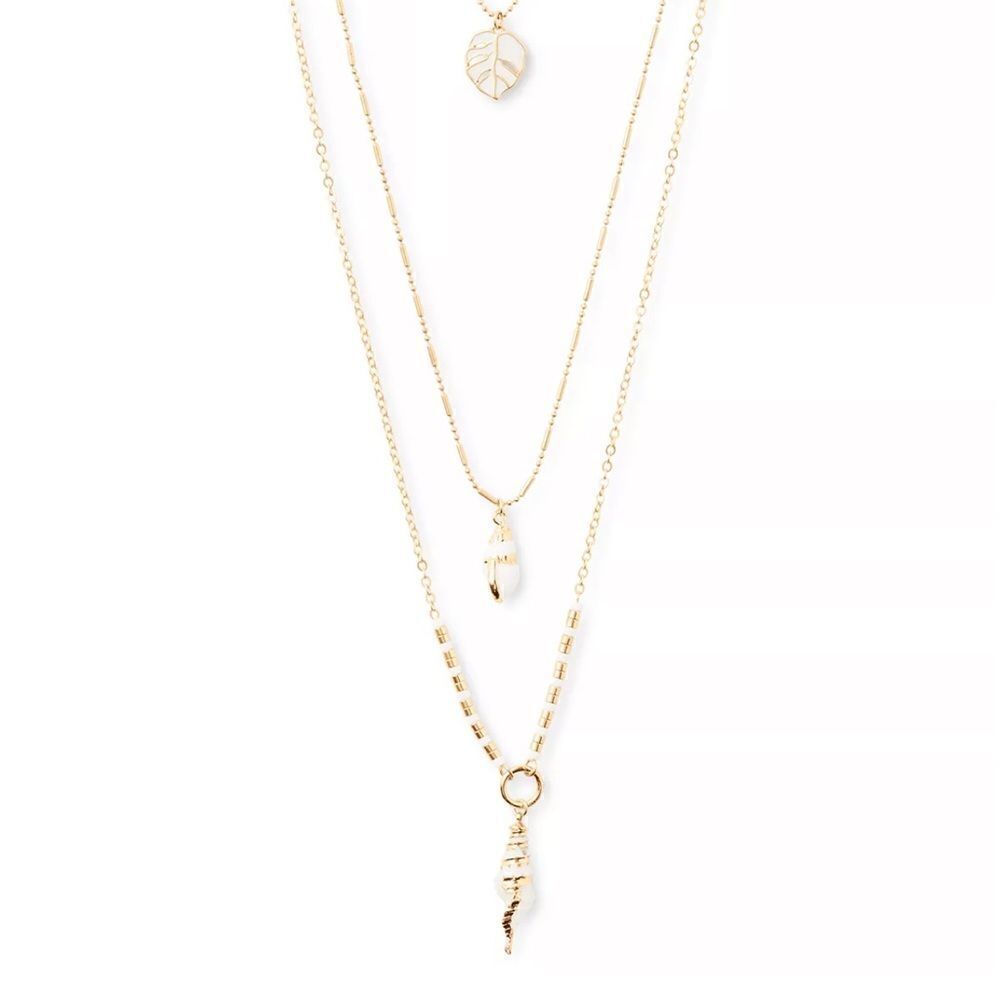 NWT LUCKY BRAND
Gold-Tone Shell Charm Layered Necklace, 31" + 2" extender